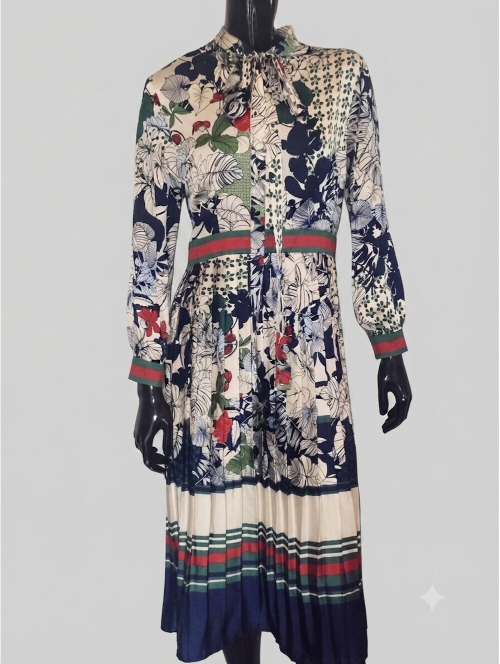 Dahlia MacPhee Tie Neck Midi Dress Size L